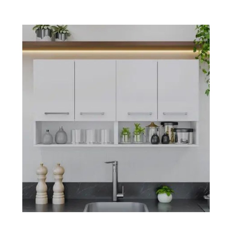 Armário Modular 4 Portas Parede Aereo Cozinha Suspenso Multiuso